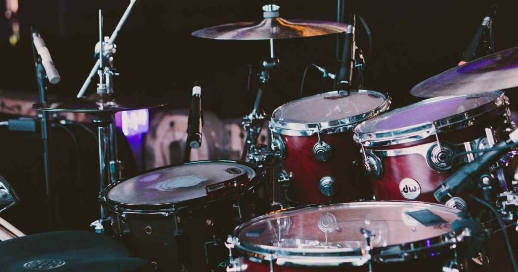 pair of cymbals on a drum set