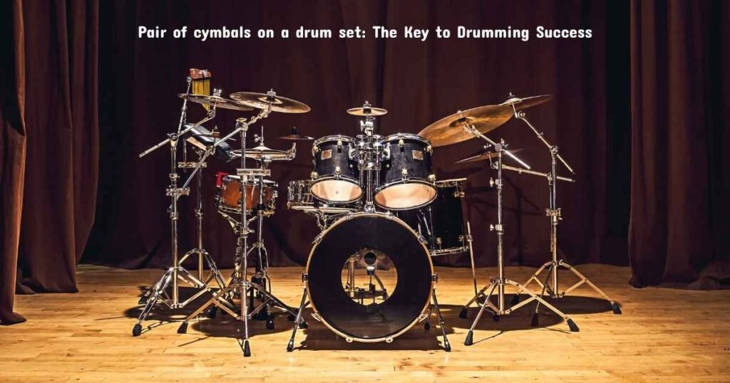 pair of cymbals on a drum set